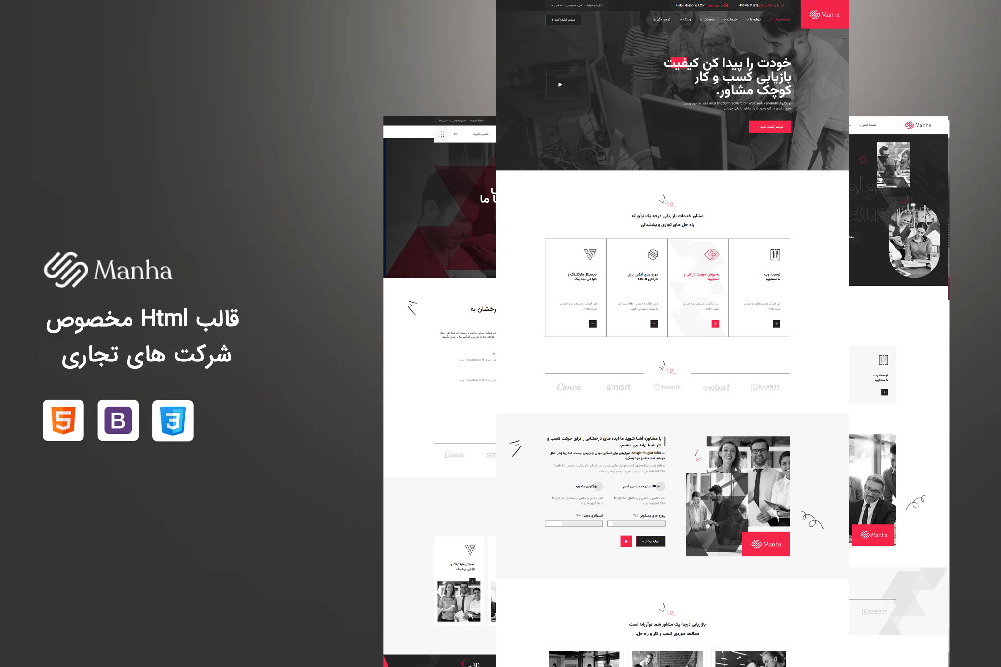 قالب شرکتی html - قالب Manha